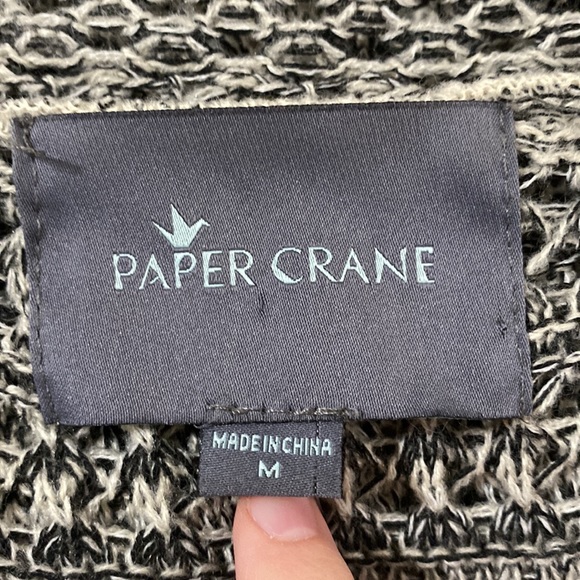 Paper Crane cotton blend open knit marled longline hooded cardigan size M - Picture 9 of 13